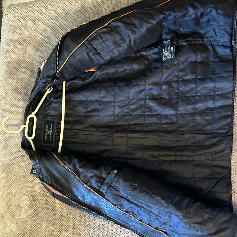 Wilsons Leather Black and White Motorcycle Jacket - Picture 5 of 6